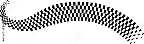Curved Checker Wave Pattern Creating Dynamic Visual Rhythm