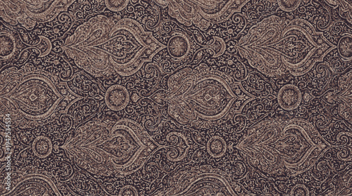 Intricate Persian Paisley Pattern Background with Traditional Ornate Floral Motifs and Elegant Vintage Textile Design