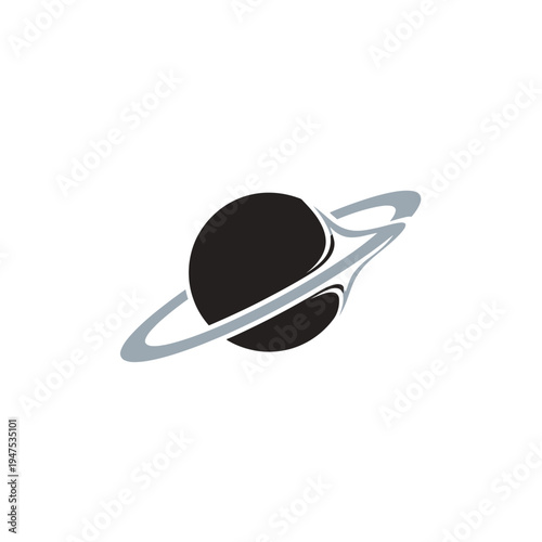 A black planet with a ring system.