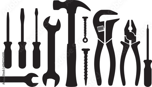 Essential Hand Tool Silhouettes for Construction and Repair Projects
