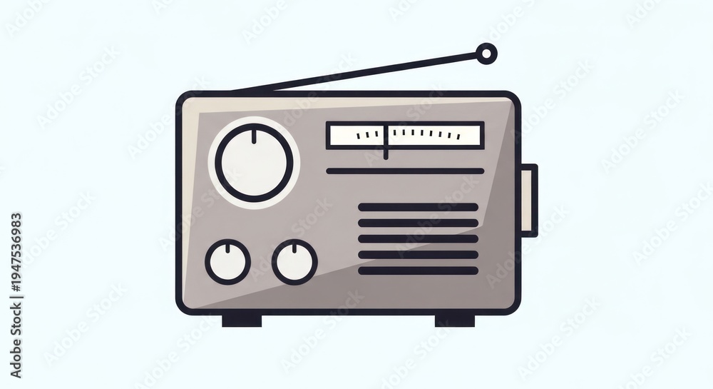Fototapeta premium Retro Radio Receiver Isolated Icon on Light Blue Background