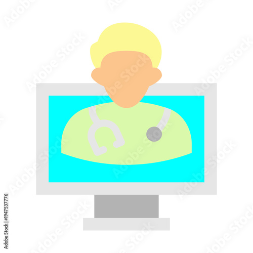 Telehealth Nurse Vector Flat Icon Design
