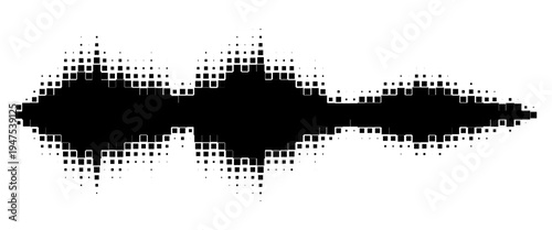 Vector retro grunge sound wave pattern. Audio equalizer halftone design with pulse effect