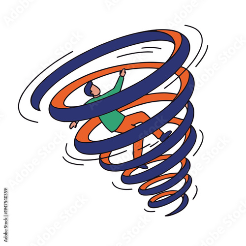 Person gets swept up in a swirling tornado storm outdoors quickly