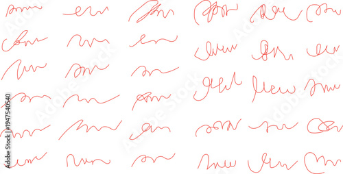  collection of hand-drawn red marker strokes and scribbles, often used in graphic design for underlines, highlights, or doodles. minimalist