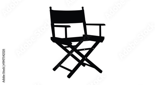 A striking black silhouette of a director s chair against a plain white background silhouette high quality