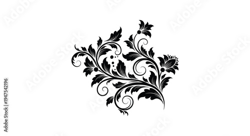 Intricate floral design in black resembling a heart shape creating a striking silhouette high quality professional