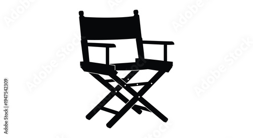 A stark black director s chair is prominently displayed against a white background silhouette high quality professional