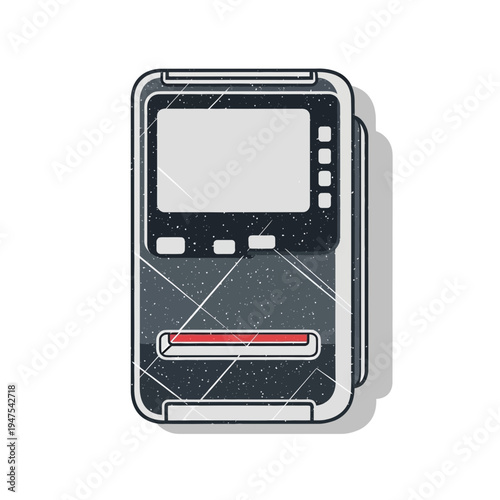 Retro electronic device with screen and card reader
