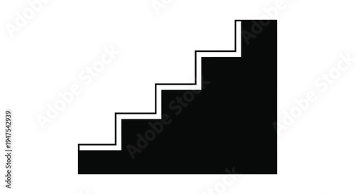 A stark black geometric design of ascending steps creates a bold visual statement silhouette high quality