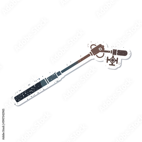 Vintage microphone boom arm on white background