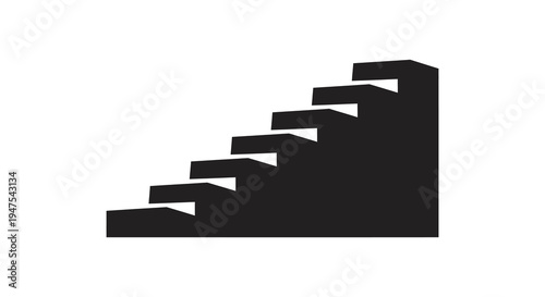 A stark black silhouette of ascending steps creates a minimalist architectural composition silhouette high quality professional