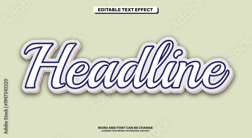 Headline 3D Editable Text Effect with Modern Sticker Script Style and Soft Green Background
