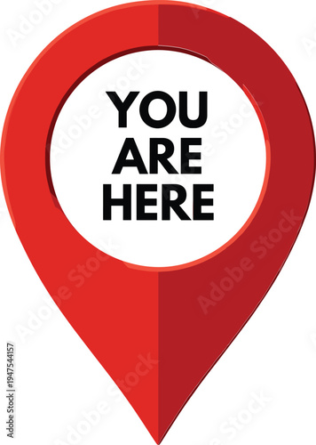 Free Download You Are Here location pin icon with map marker symbol isolated on white background, navigation pointer for GPS direction, destination tracking and location identification concept - GFXLoad