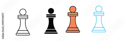 Chess Pawn Piece Icon for Strategy Games, Competition, and Tactical Planning. Symbol Vector Illustration.