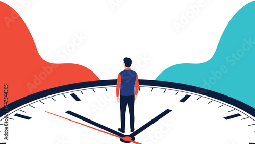 Silhouette of a person stands in the center of a giant clock face representing time management, awareness, and the precious nature of life.