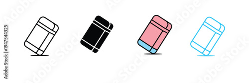 Pink Eraser Icon for School Supplies, Education, and Office Stationery. Symbol Vector Illustration.