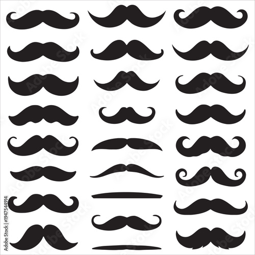 Vintage Mustache Silhouettes and Men’s Facial Hair Vector Collection