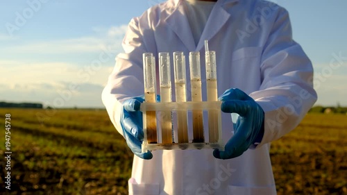 Field soil samples for analysis. Selective focus.