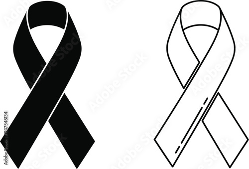 Awareness ribbons black and white Vector