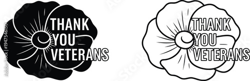 Thank you veterans poppy badges Vector