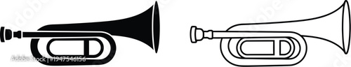 Trumpet illustration black and white Vector