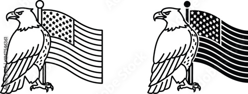 American eagle flags patriotic symbols Vector