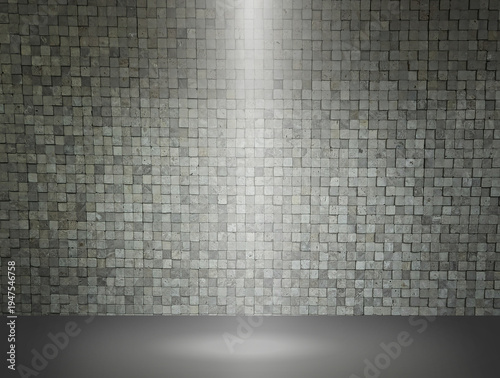 Empty Brick Wall Stage with Spotlights