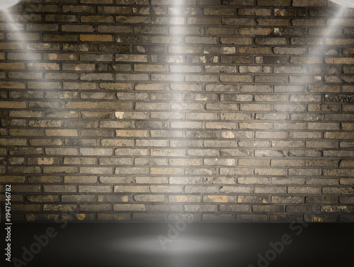 Spotlight Illuminating Brick Wall Background