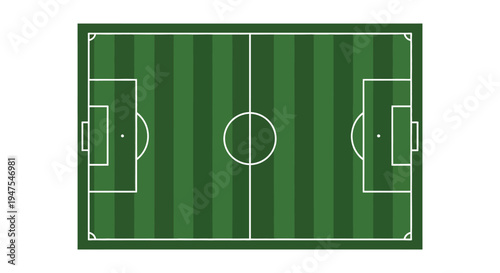 An aerial view of a green soccer field with marked lines a striking silhouette high quality