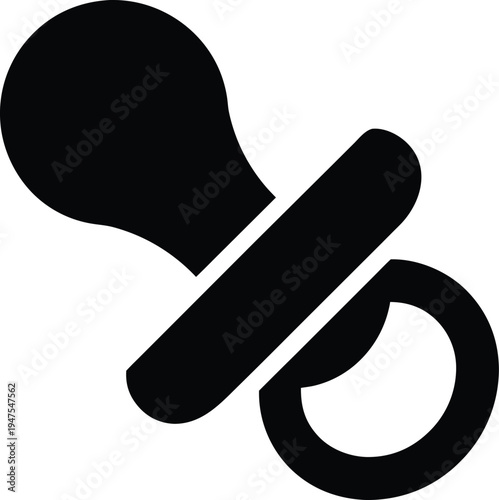 Black pacifier baby soother icon on transparent background