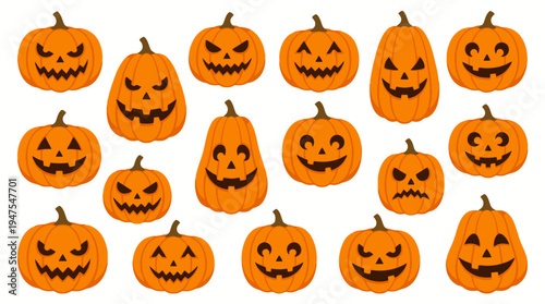 Collection of halloween jack olanterns