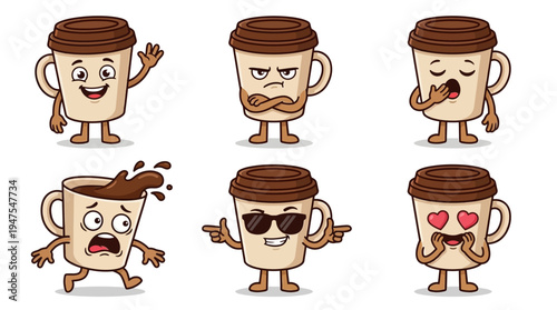 Collection of anthropomorphic coffee cups