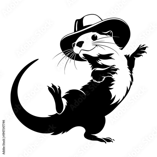 otter cowboy cartoon character animal western hat cute mascot illustration ranch country