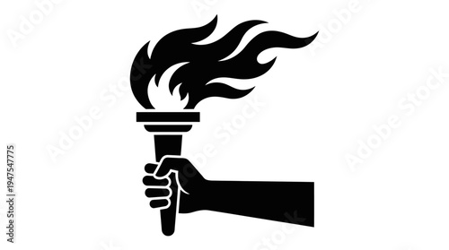 Olympic flame silhouette black vector illustration