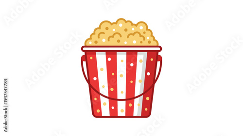 Filled popcorn bucket with dots vector icon