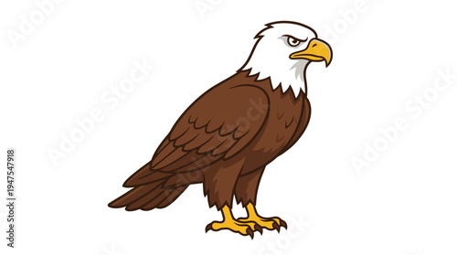 Cartoon style proud eagle staring side profile
