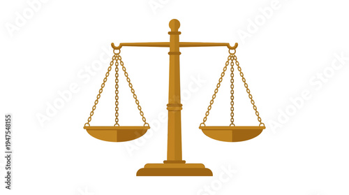 Golden Scales of Justice Vector Icon - Balanced Law Symbol for Legal and Judicial Concepts Isolated on White Background