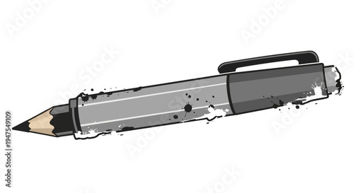 Pen pencil hybrid, writing tool, creative concept, drawing, illustration