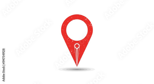 Red map pin icon with a pen nib inside, symbolizing location and writing