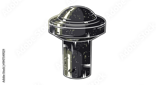 Retro alien spaceship illustration