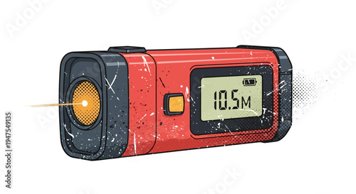 Red laser measure device with digital display and beam
