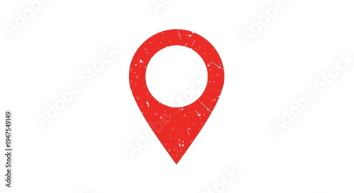 Red grunge location pin icon on white background