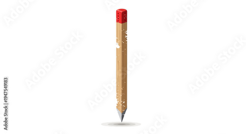 Single sharpened wooden pencil with red eraser tip on white background