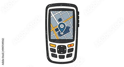 Vintage GPS device with map and location pin