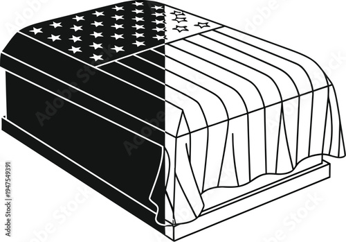 Black and white illustration of a mattress Vector