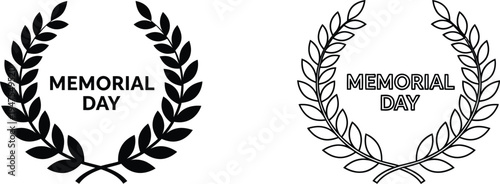 Memorial day laurel wreath logos Vector
