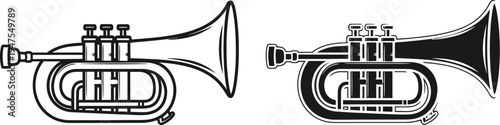 Trumpet illustration, music instrument Vector