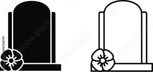 Headstones with flower designs Vector