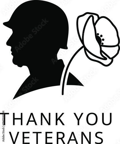 Thank you veterans american soldier silhouette with flag Vector